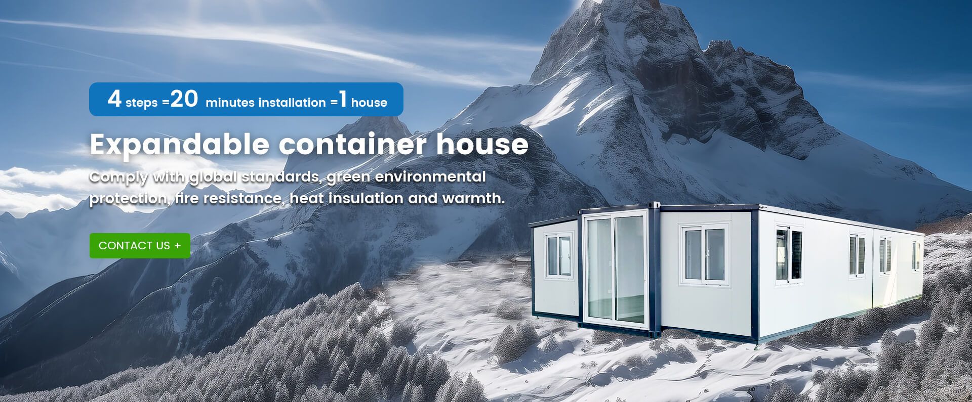 Expandable container house Comply with global standards, green environmental protection, fire resistance, heat insulation and warmth.